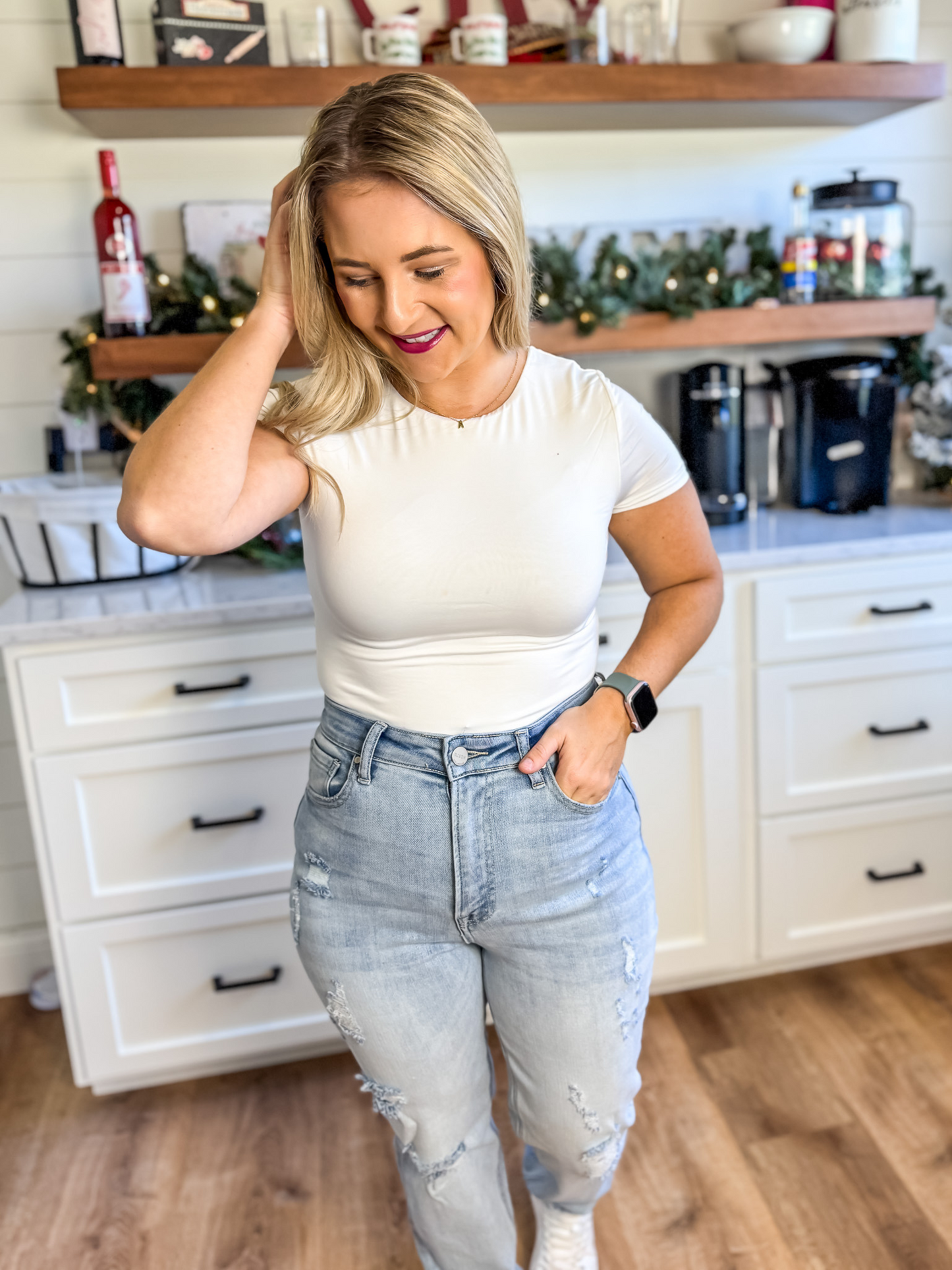 BASIC ESSENTIAL DOUBLE LAYERED WHITE BODYSUIT
