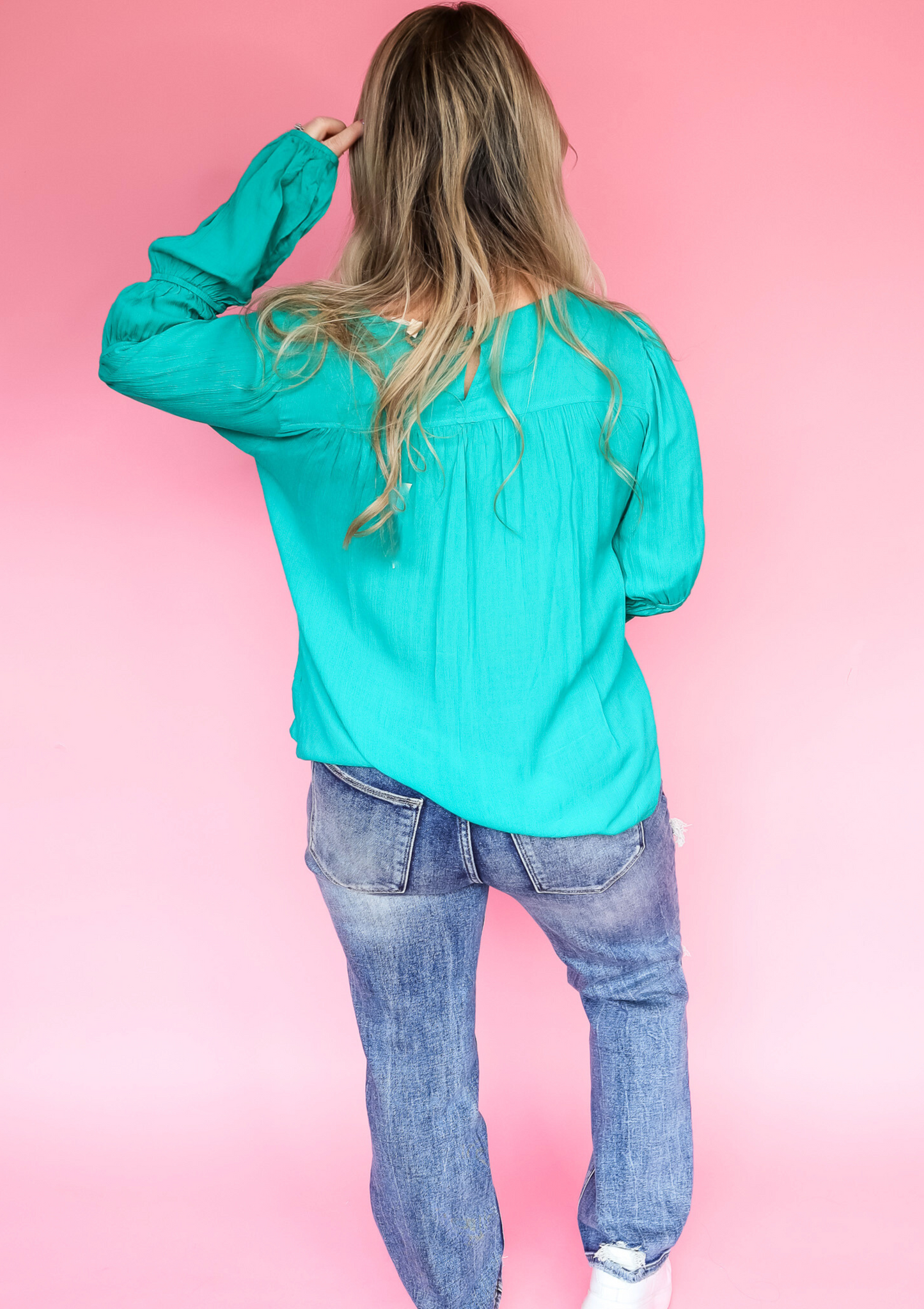 PAINT THE SKY GAUZE RUFFLE BABYDOLL TOP