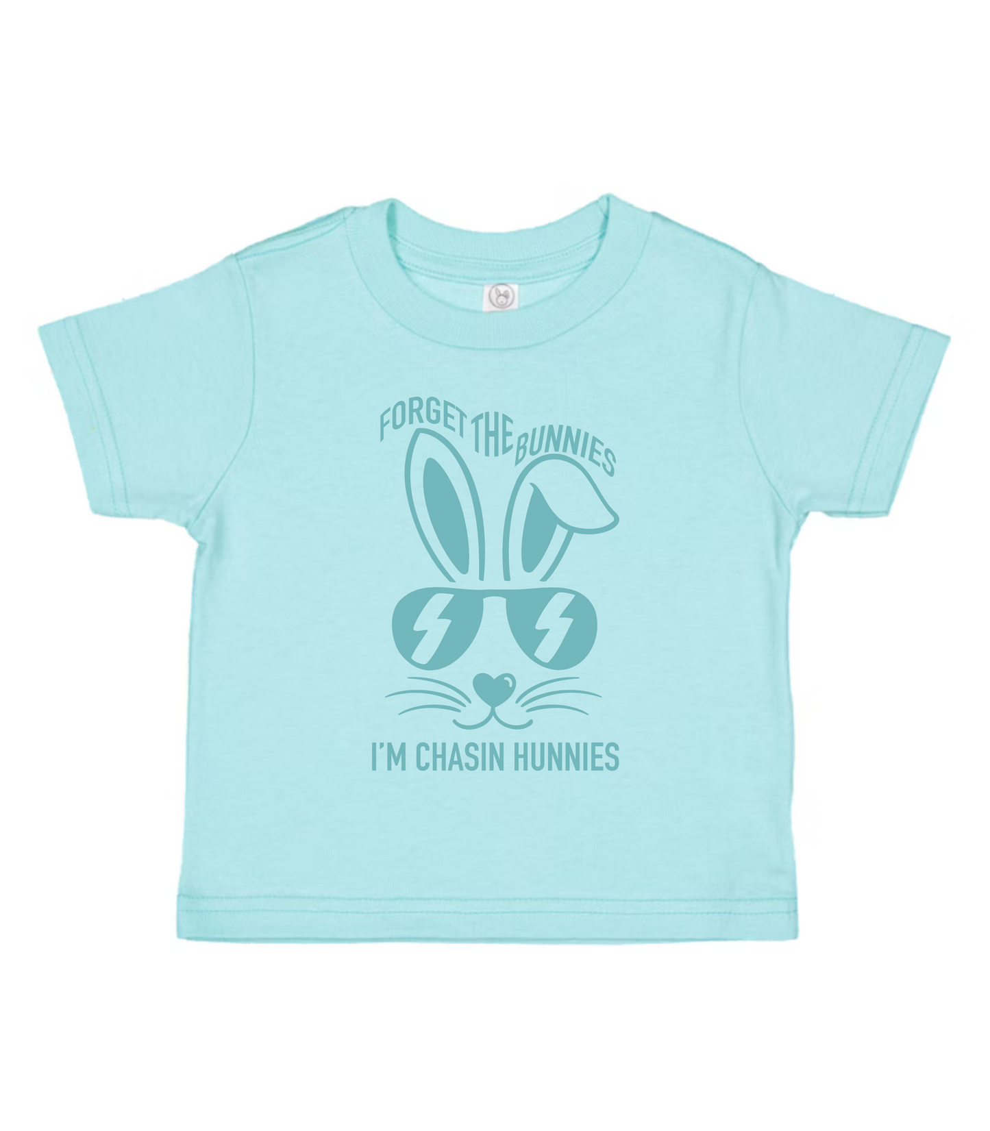 KIDS BLUE FORGET THE BUNNIES I'M CHASIN HUNNIES TEE
