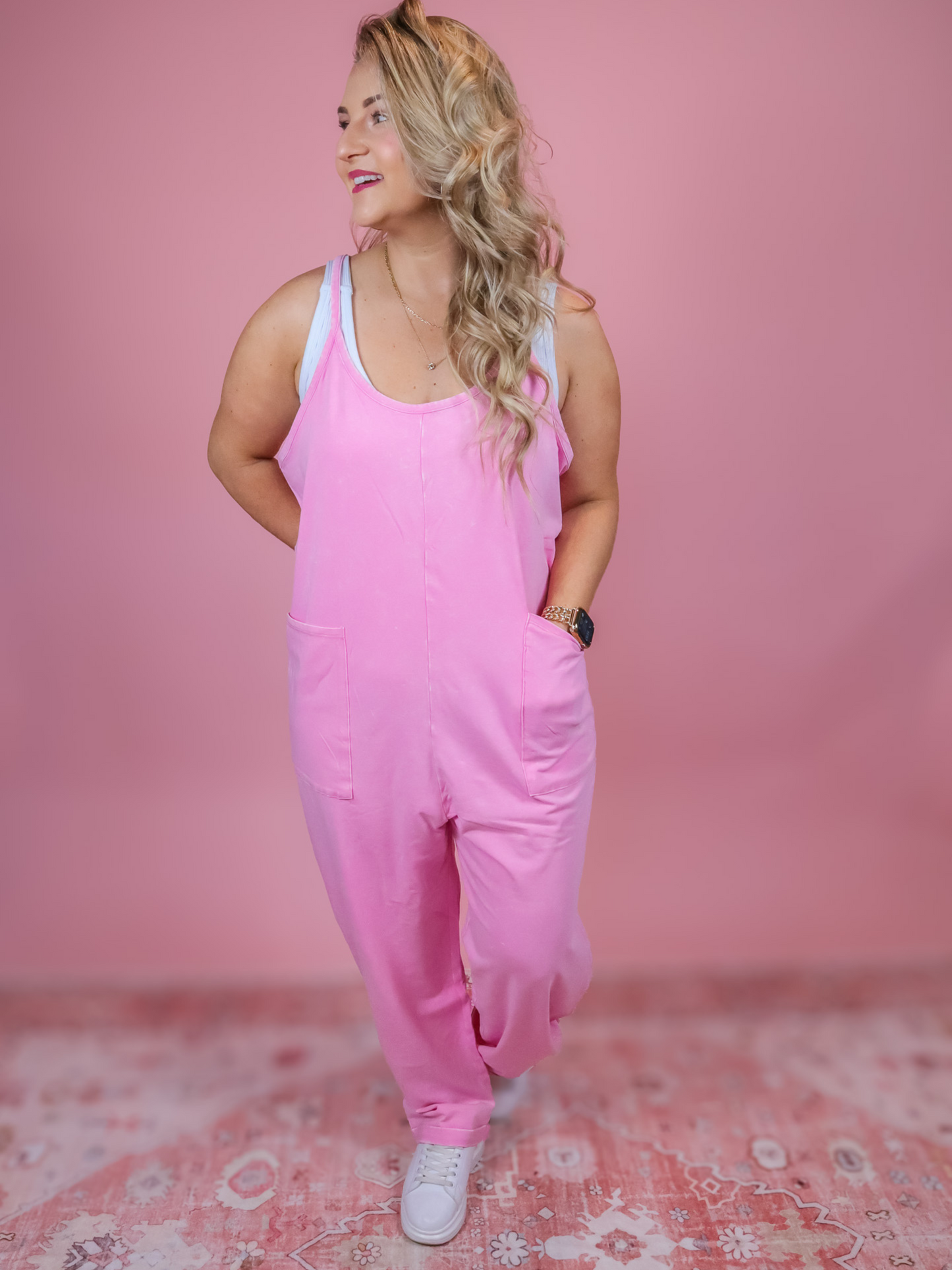 RESTOCK - COTTON CANDY PINK MINERAL WASHED ROMPER