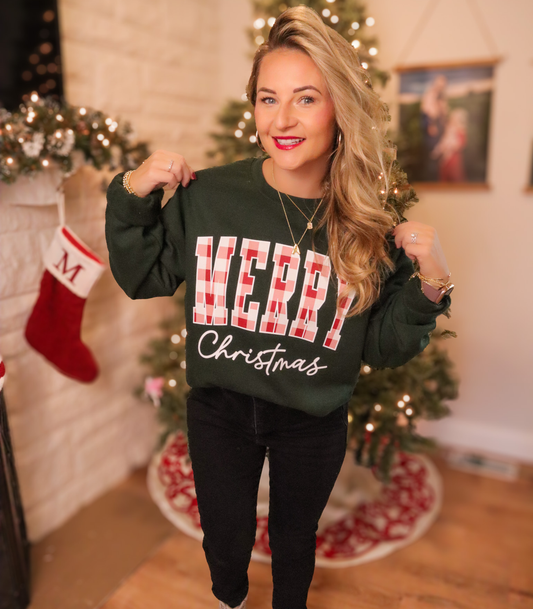 PLAID MERRY CHRISTMAS - SWEATSHIRT OPTIONS