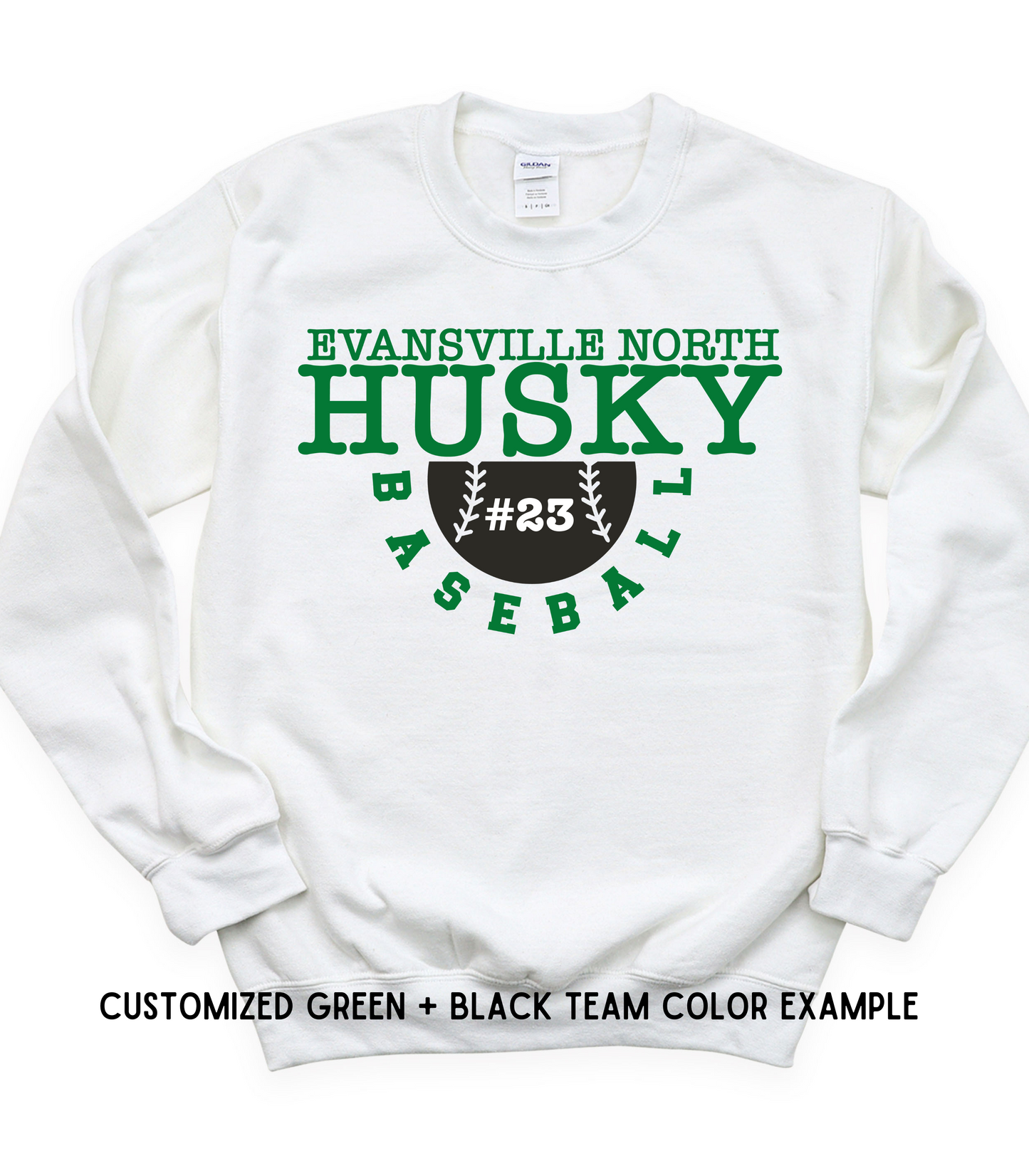 ADULT CUSTOMIZABLE HALF BASEBALL SCHOOL+MASCOT CREWNECK