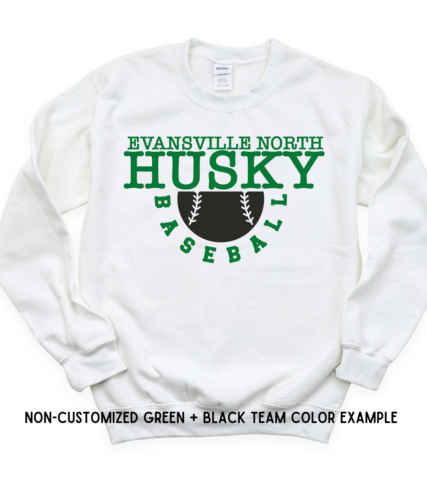 ADULT CUSTOMIZABLE HALF BASEBALL SCHOOL+MASCOT CREWNECK