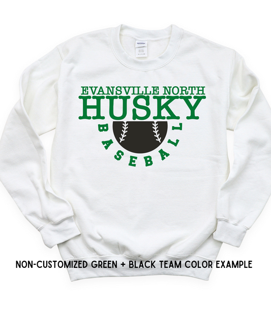 ADULT CUSTOMIZABLE HALF BASEBALL SCHOOL+MASCOT CREWNECK