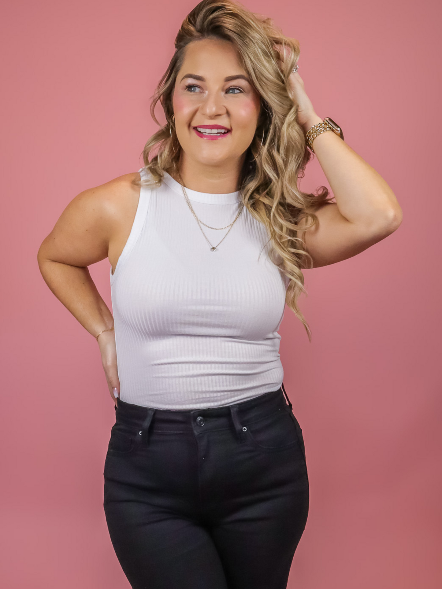 WHITE EVERYDAY BASIC RIBBED TANK