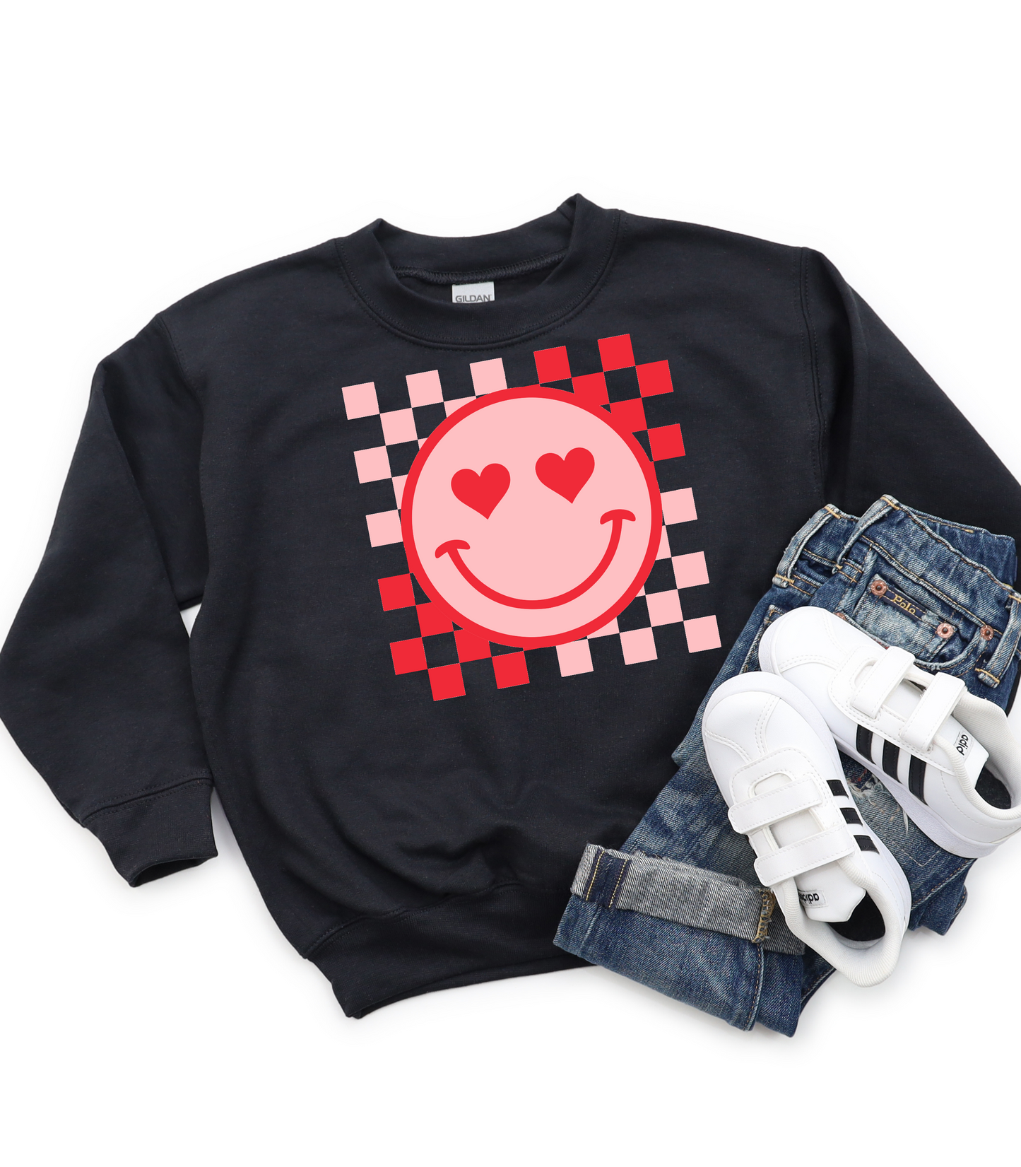 RETRO CHECKERED SMILEY FACE VALENTINE'S KIDS
