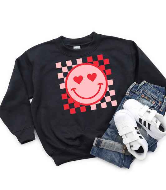 RETRO CHECKERED SMILEY FACE VALENTINE'S KIDS