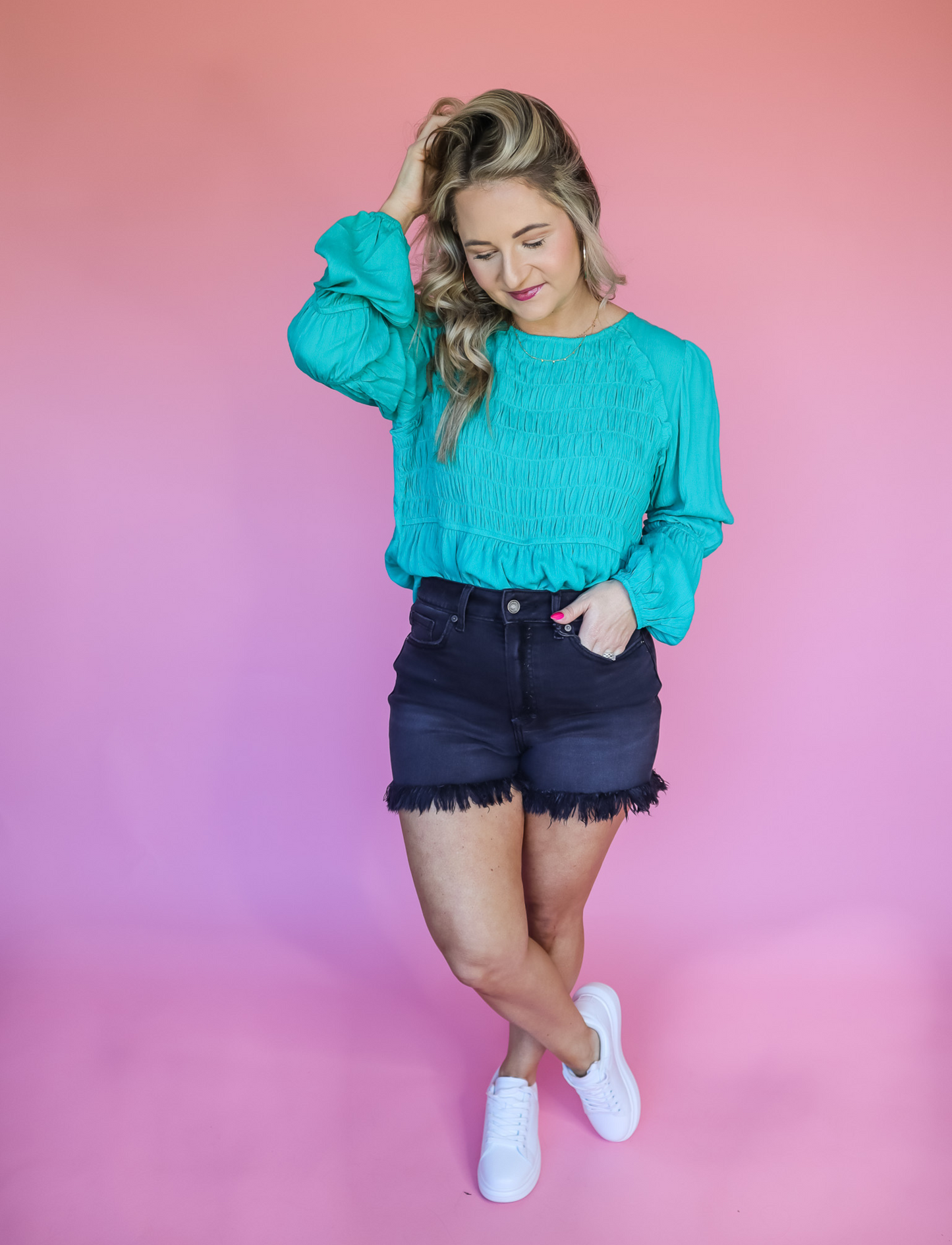 PAINT THE SKY GAUZE RUFFLE BABYDOLL TOP
