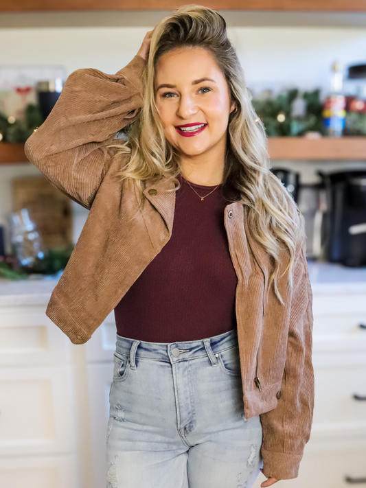 NOVEMBER NIGHTS CORDUROY BOMBER JACKET - FINAL SALE
