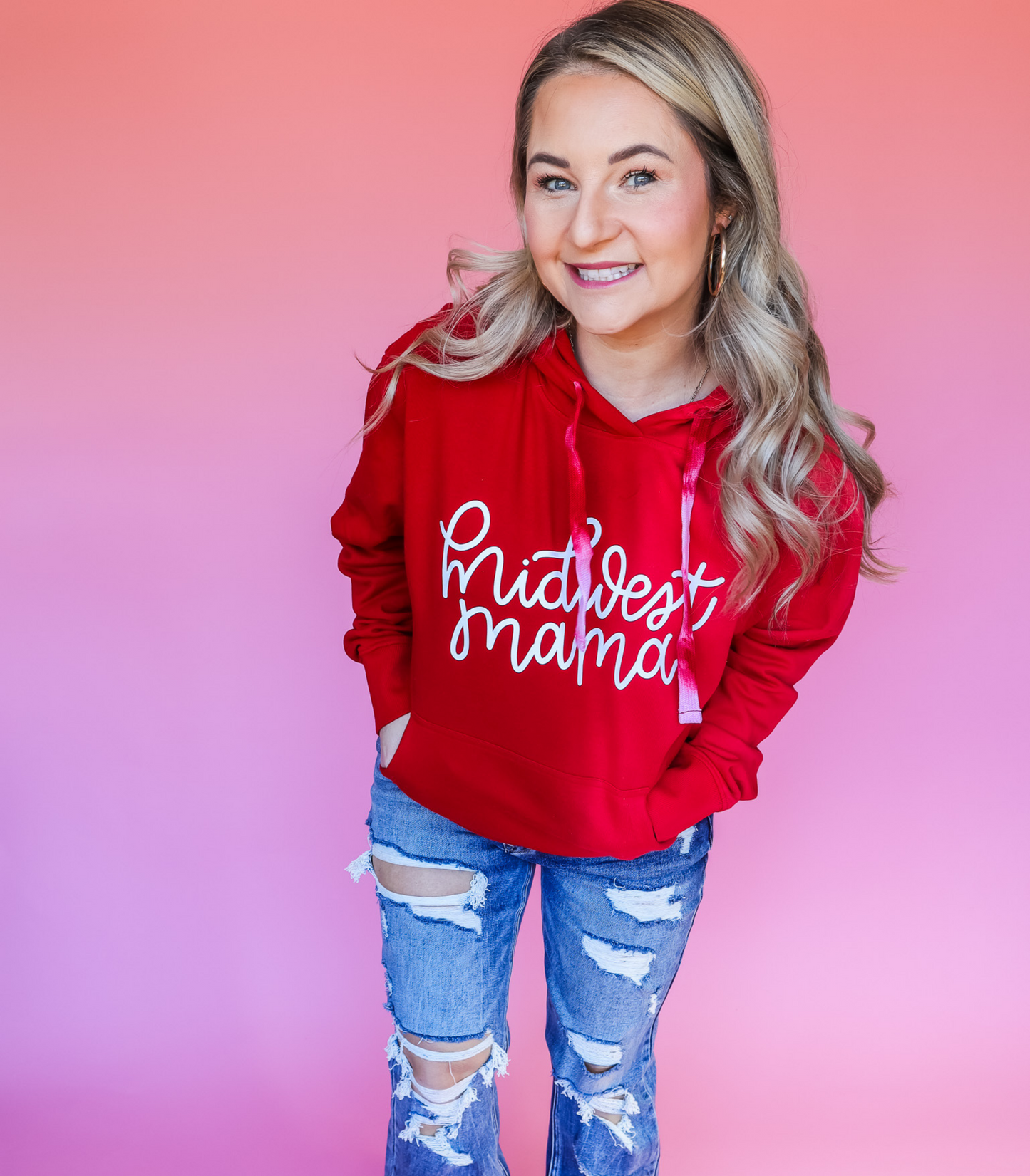 MIDWEST MAMA TWO TONE FRENCH TERRY HOODIE - TUESDAY TEE