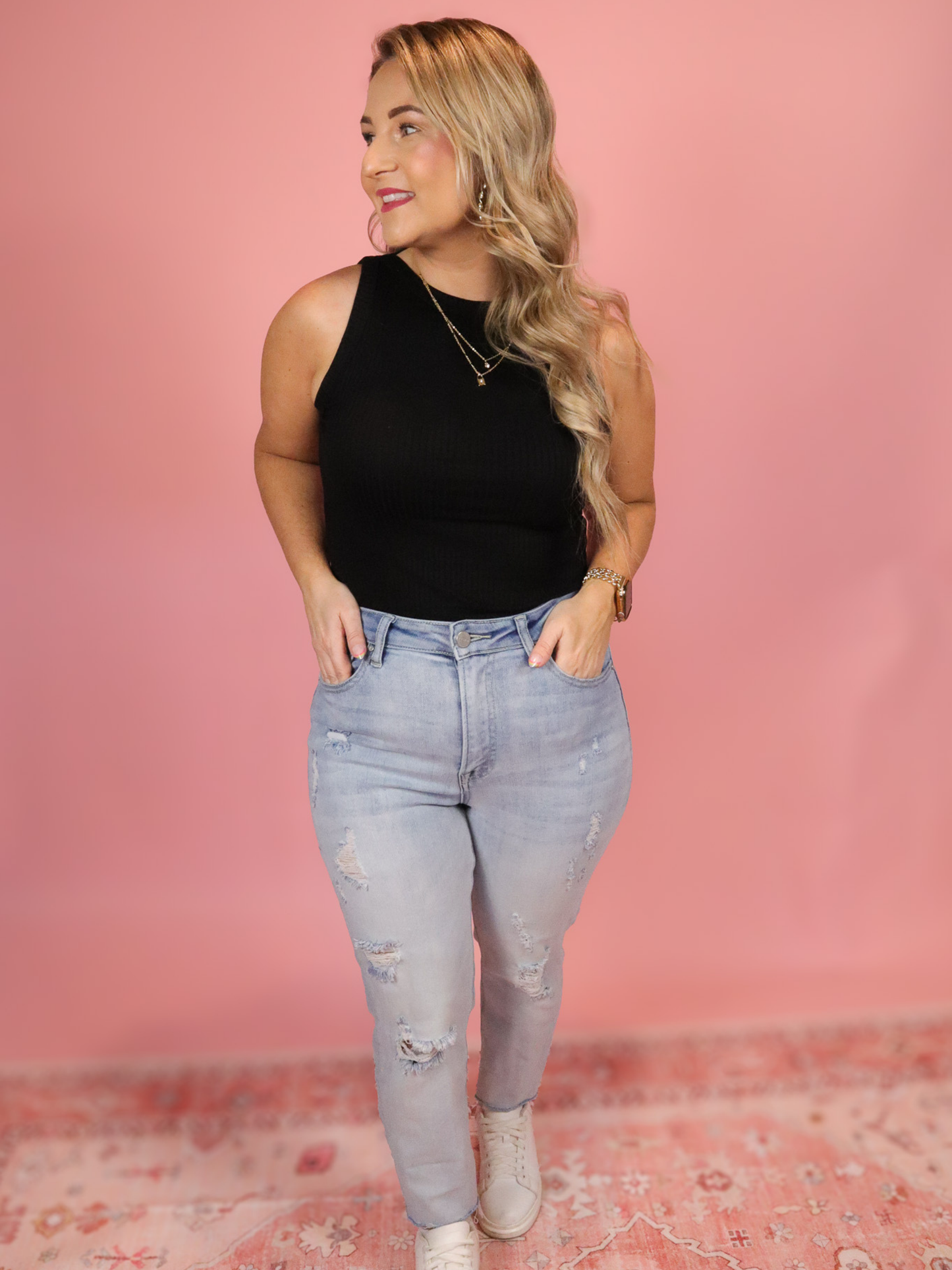 BLACK EVERYDAY BASIC RIBBED TANK