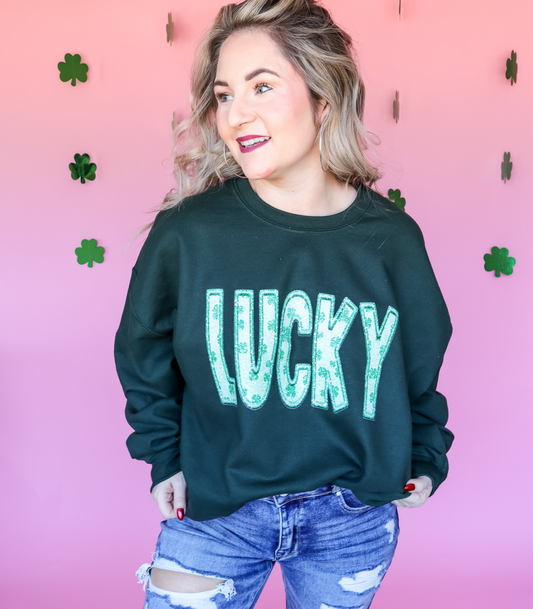FAUX EMBROIDERY GLITTER LUCKY ADULTS
