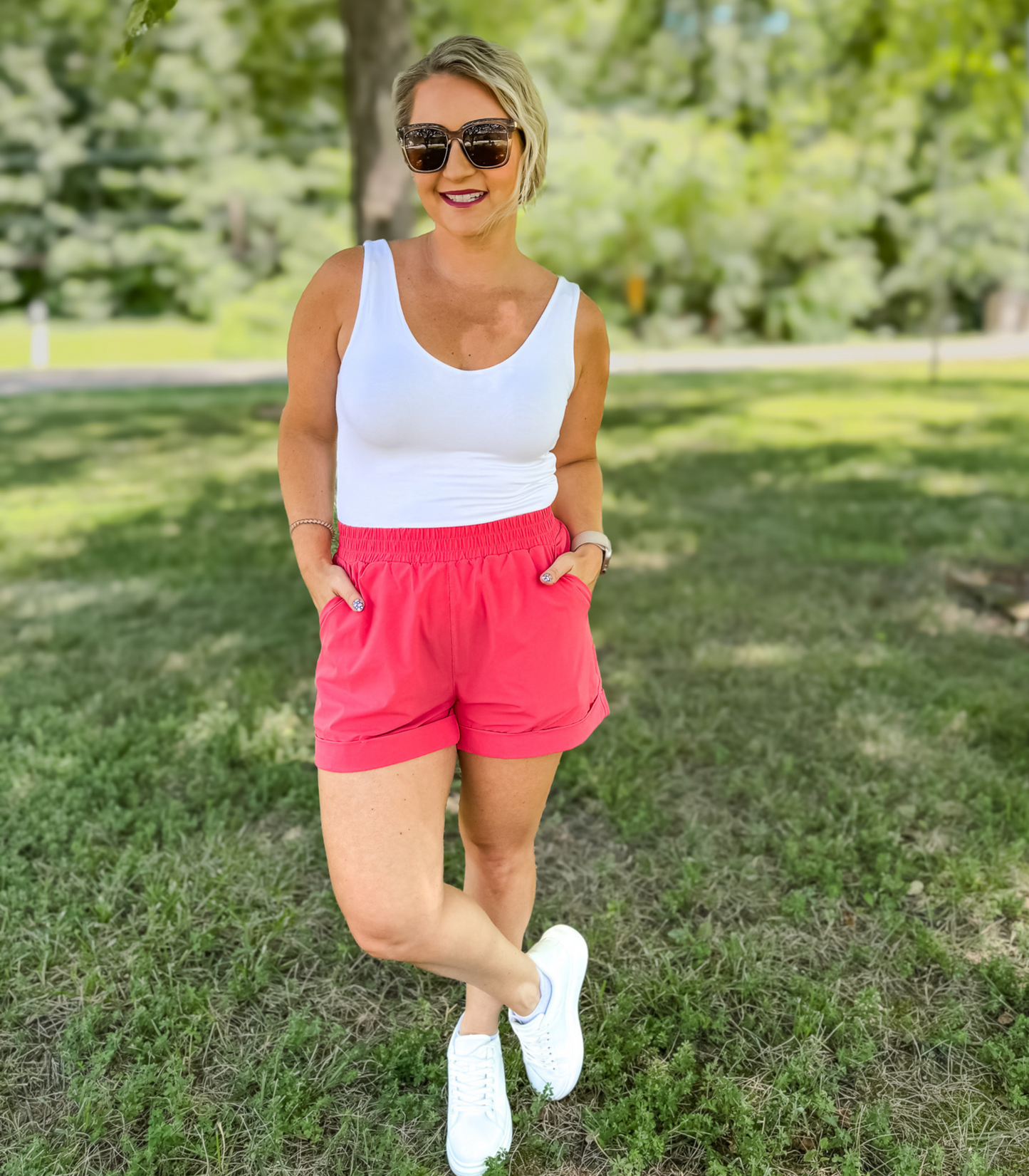WHITE DOUBLED LAYERED V NECK TANK - BEST OF THE BEST BASIC