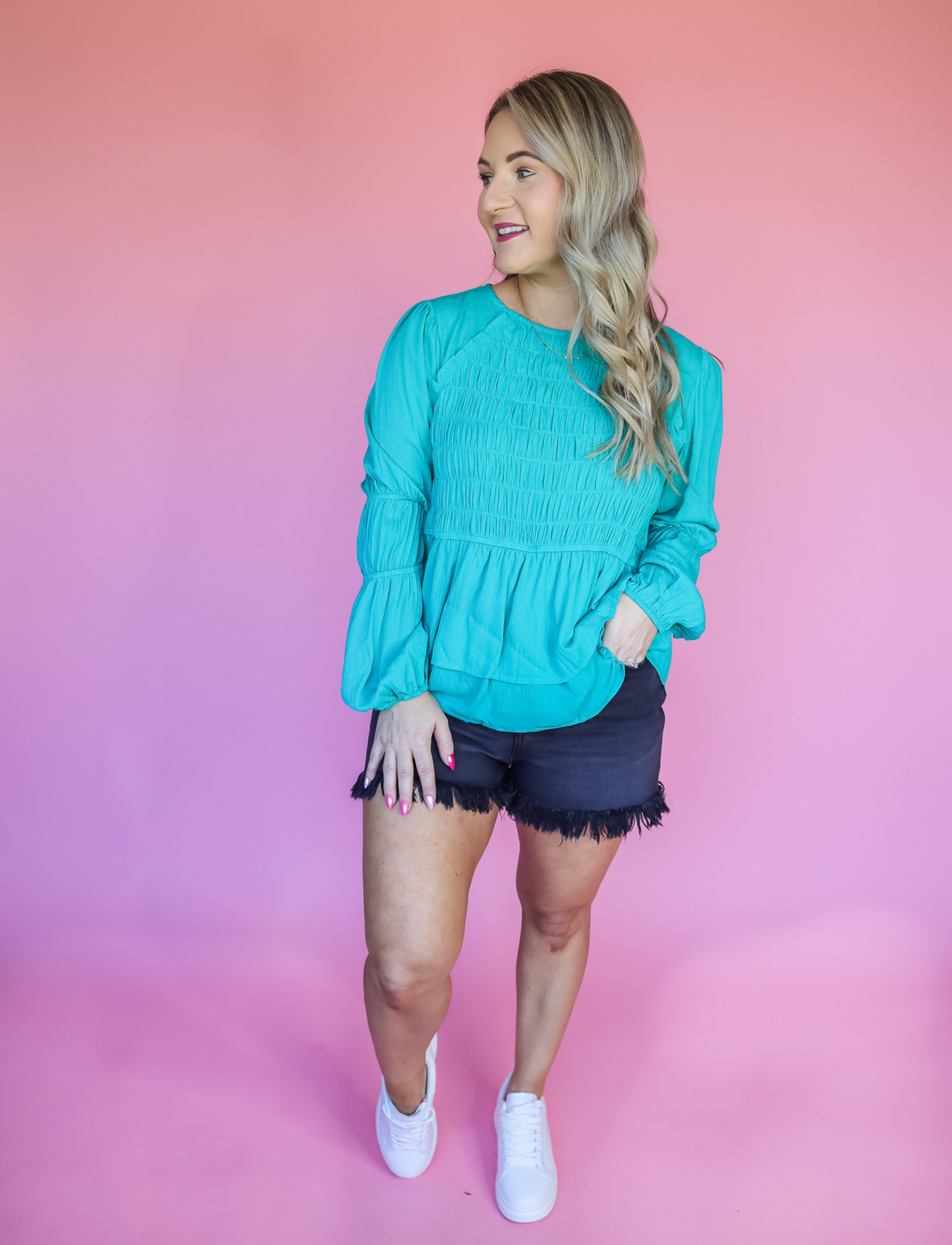 PAINT THE SKY GAUZE RUFFLE BABYDOLL TOP
