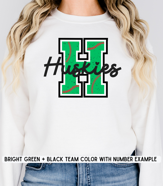 ADULT CUSTOMIZABLE BASEBALL/SOFTBALL CAPITAL LETTER W/SEAMS CREWNECK