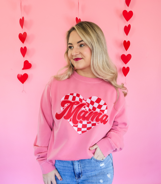 MAMA CHECKERED HEART VALENTINE'S DAY