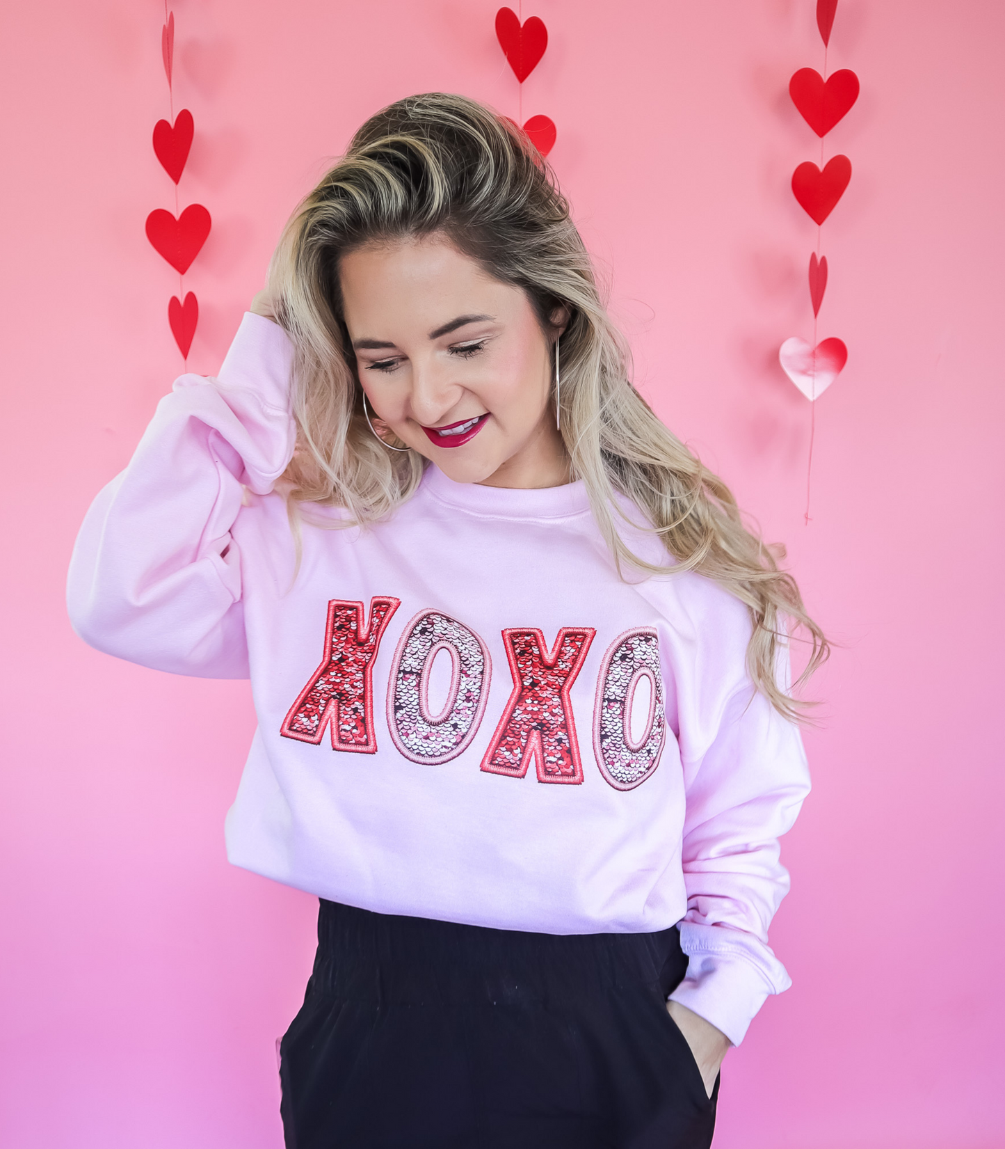 FAUX SEQUIN XOXO