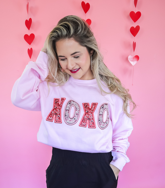 FAUX SEQUIN XOXO
