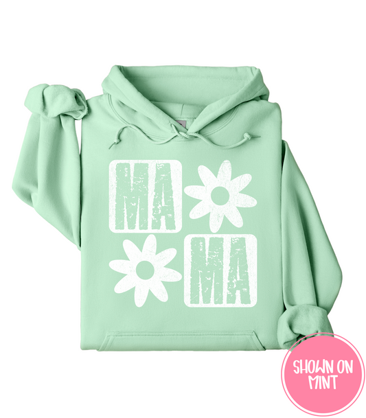 RETRO FLORAL MAMA - CREWS + HOODIES