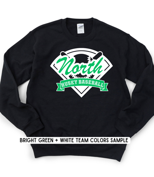 ADULT CUSTOMIZABLE BASEBALL/SOFTBALL DIAMOND WITH BANNER CREWNECK