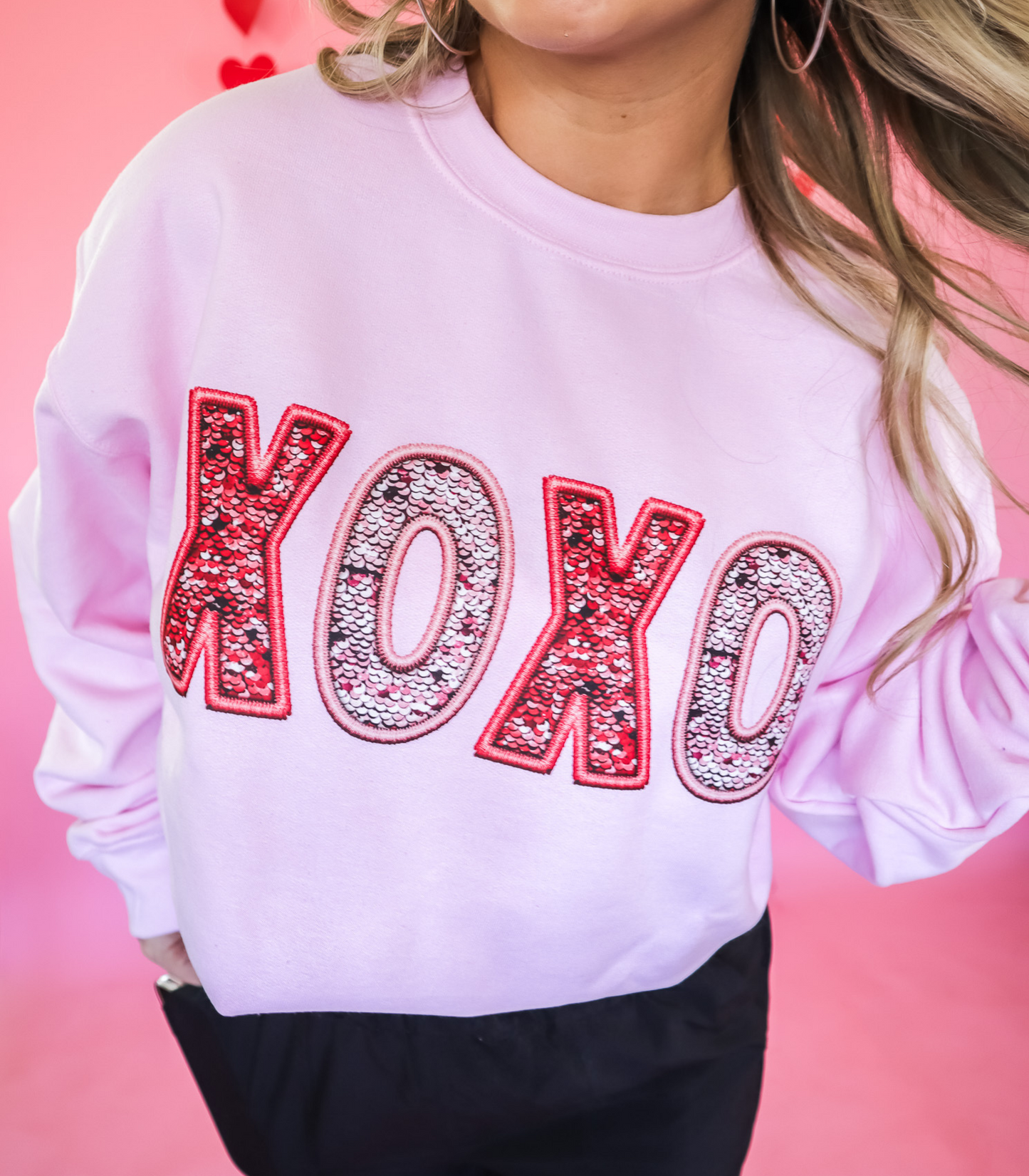 FAUX SEQUIN XOXO