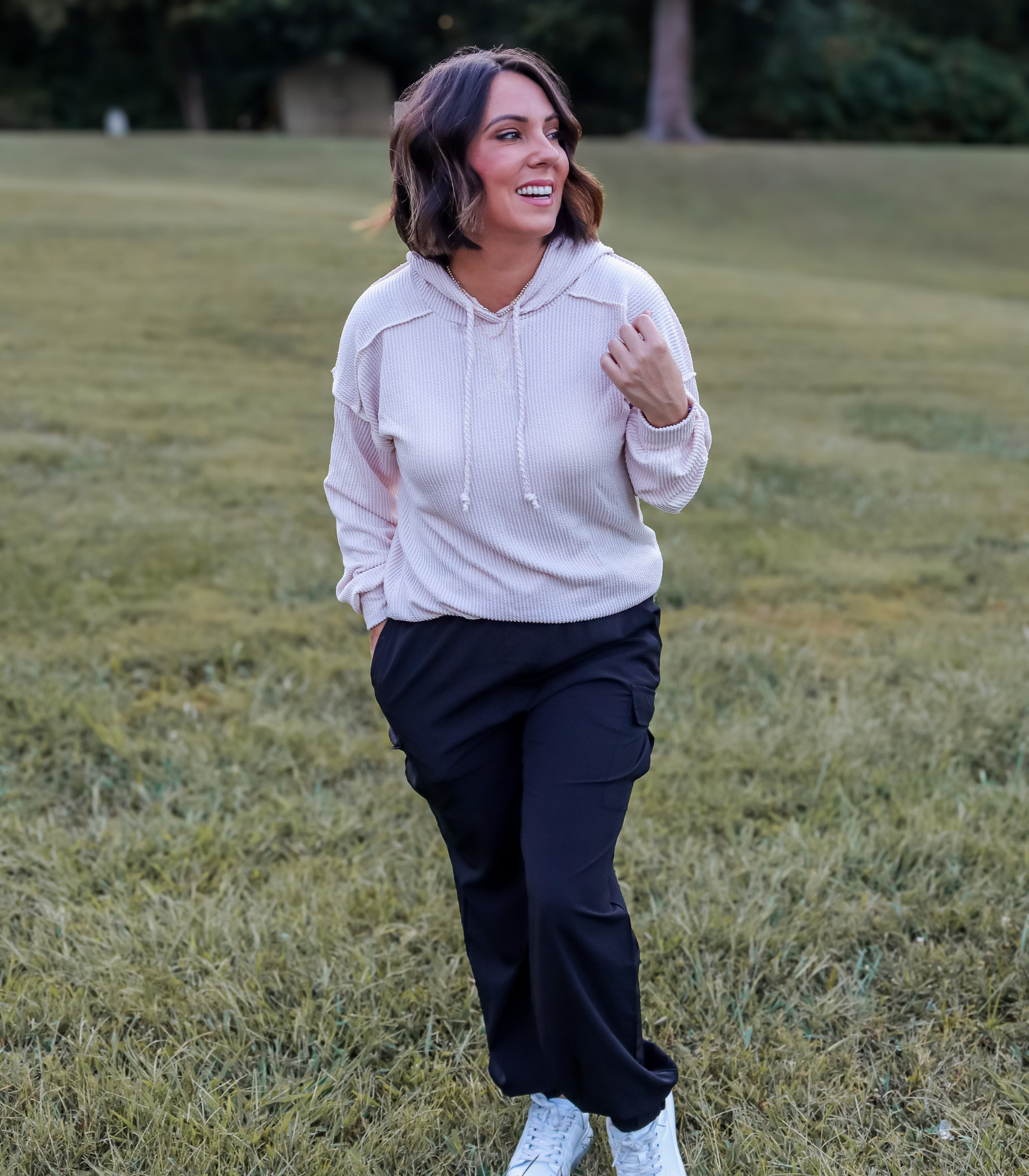 *BEST SELLING* ON THE MOVE SMOCKED WAIST CARGO JOGGERS - BLACK