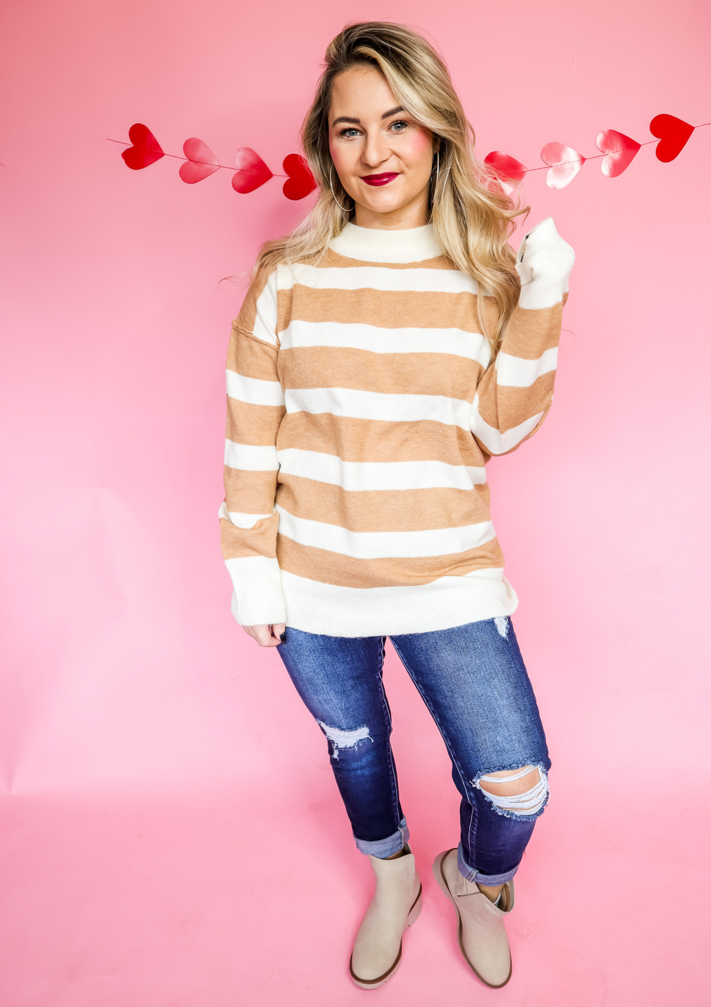 COMING TOGETHER NEUTRAL STRIPED SWEATER-FINAL SALE