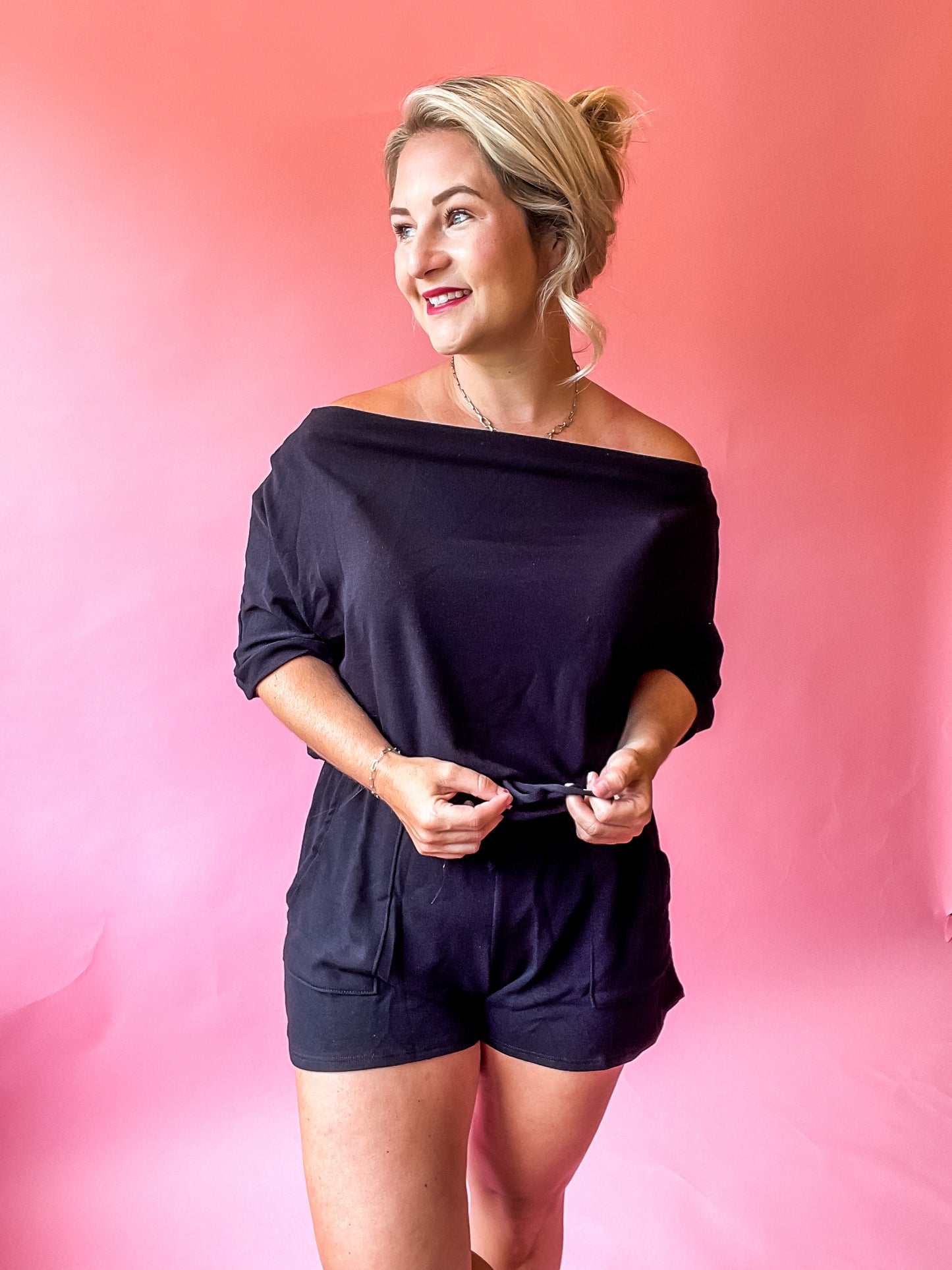 RESTOCK * AIN'T THAT SOME OFF SHOULDER ROMPER - FINAL SALE