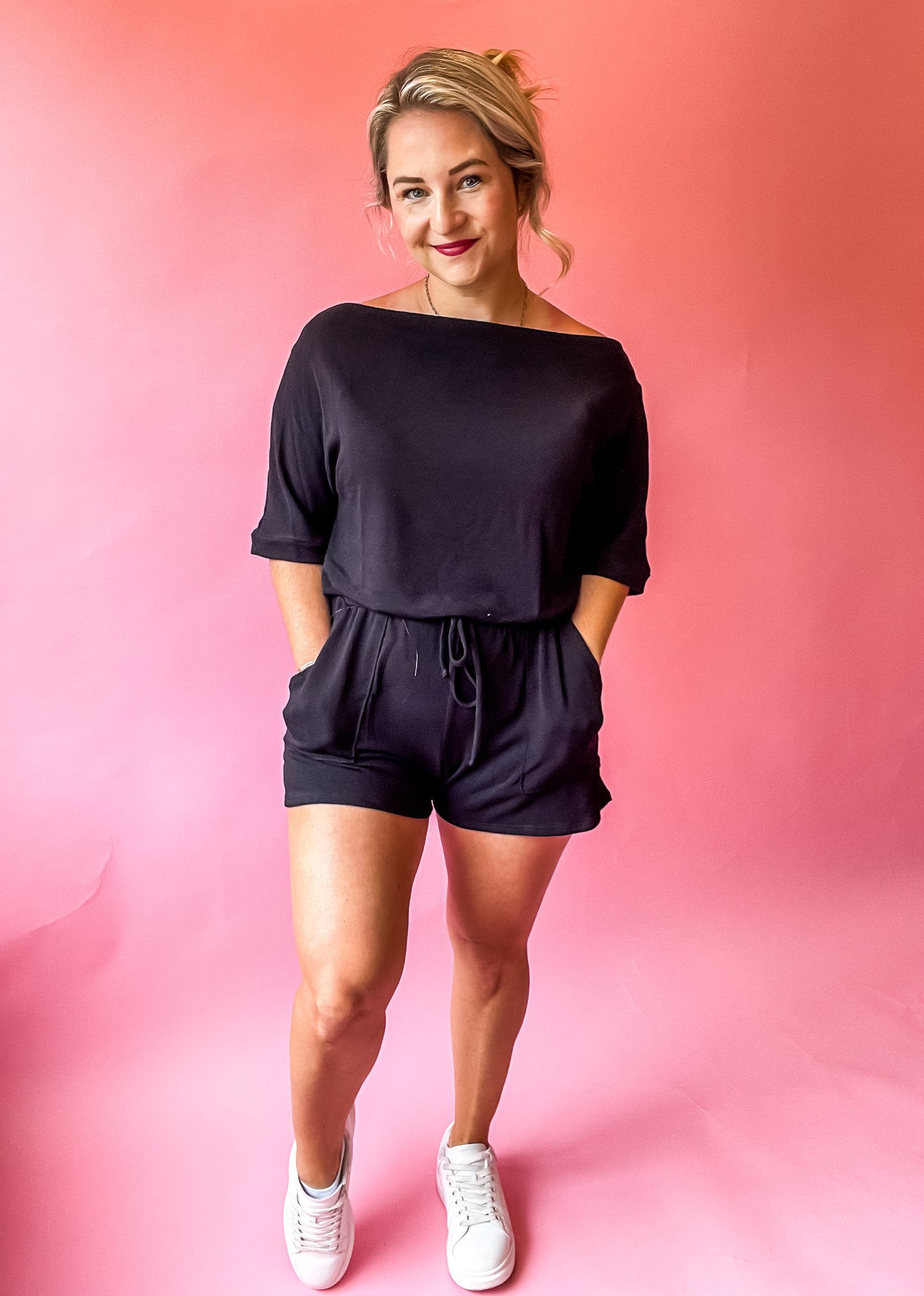RESTOCK * AIN'T THAT SOME OFF SHOULDER ROMPER - FINAL SALE