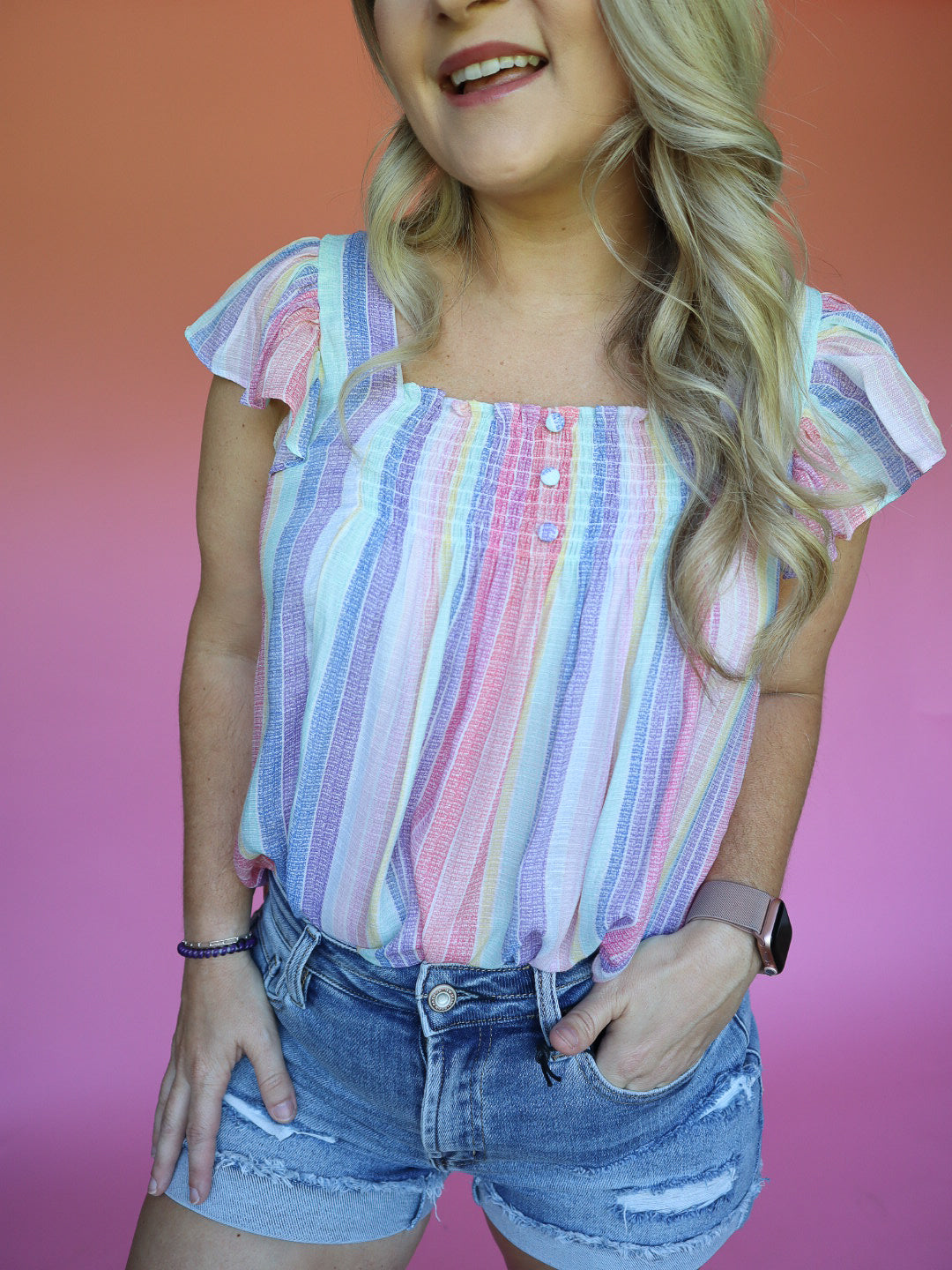 OUT OF OFFICE MULTICOLORED TOP - FINAL SALE