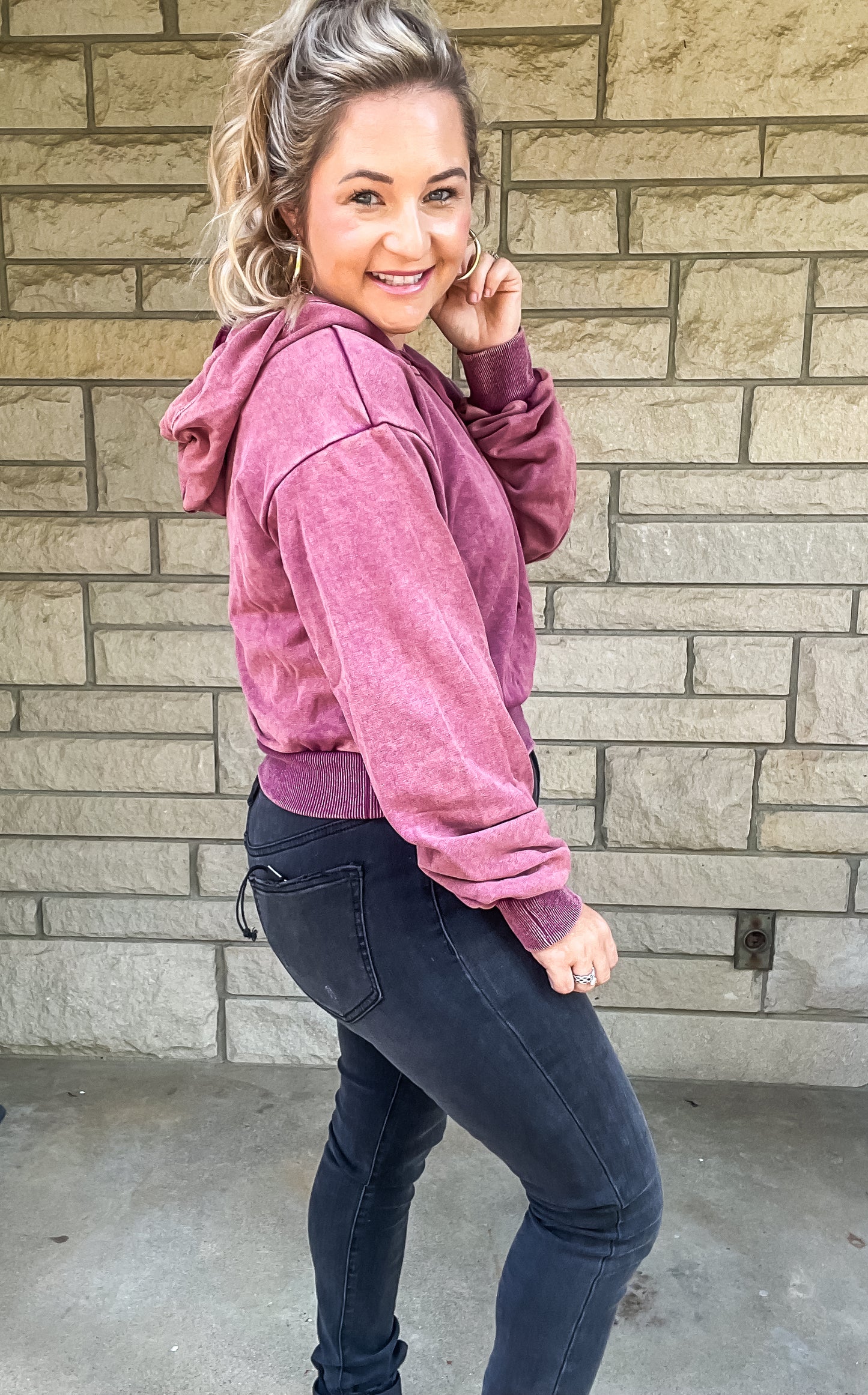 BETTER THAN THIS BERRY CROPPED HOODIE-FINAL SALE