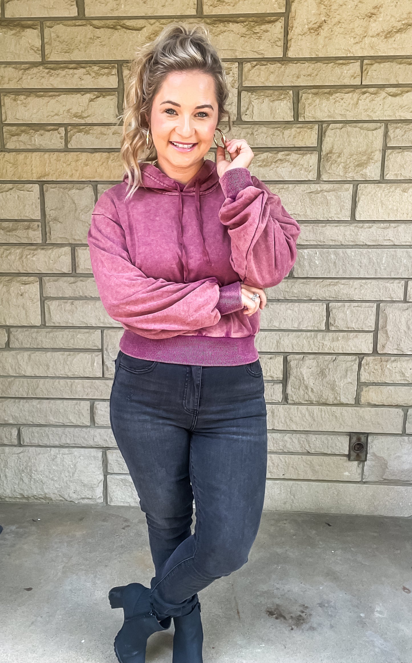 BETTER THAN THIS BERRY CROPPED HOODIE-FINAL SALE