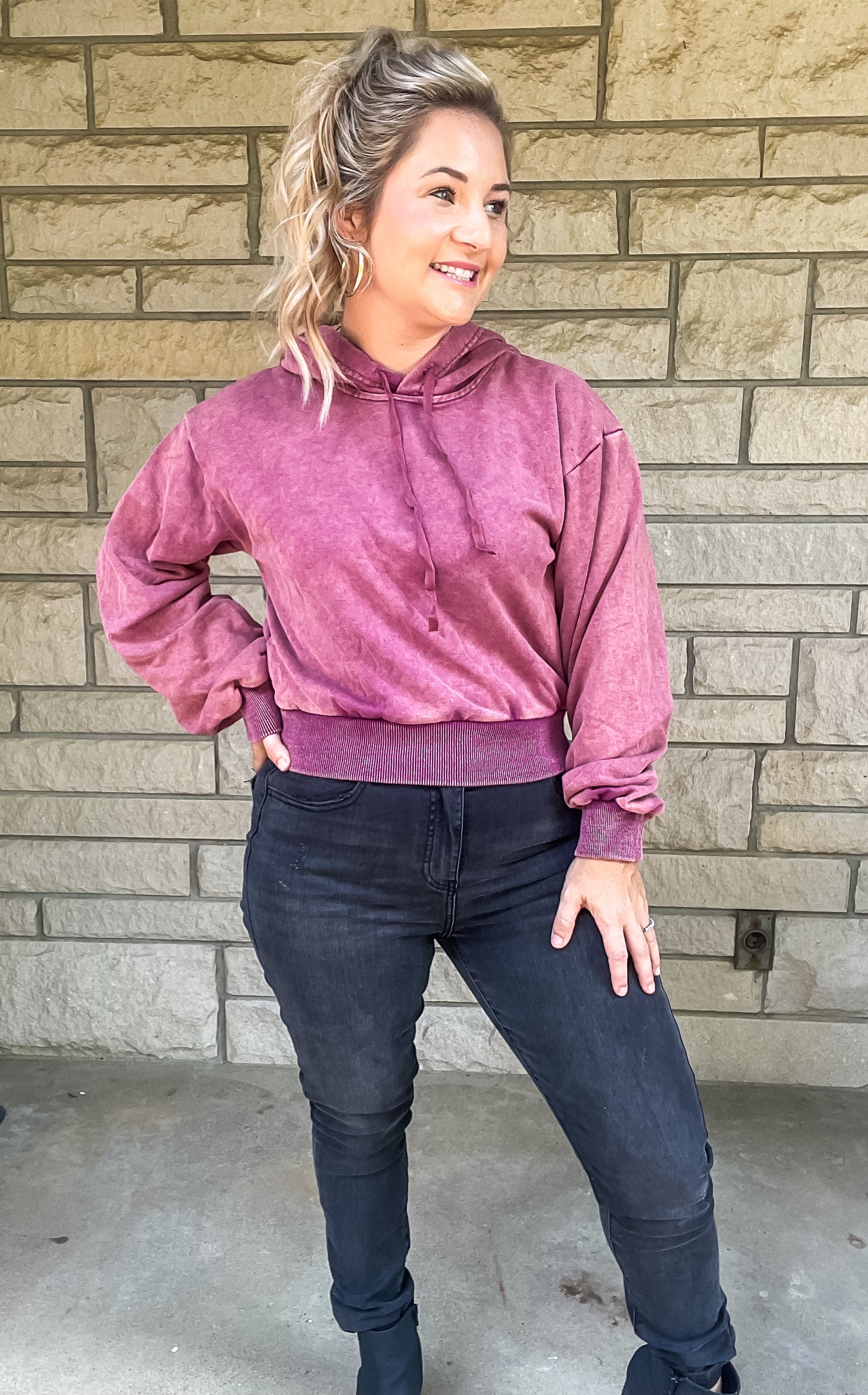BETTER THAN THIS BERRY CROPPED HOODIE-FINAL SALE