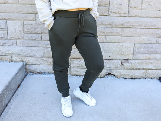 MADE FOR YOU FLEECE JOGGERS DARK OLIVE - FINAL SALE