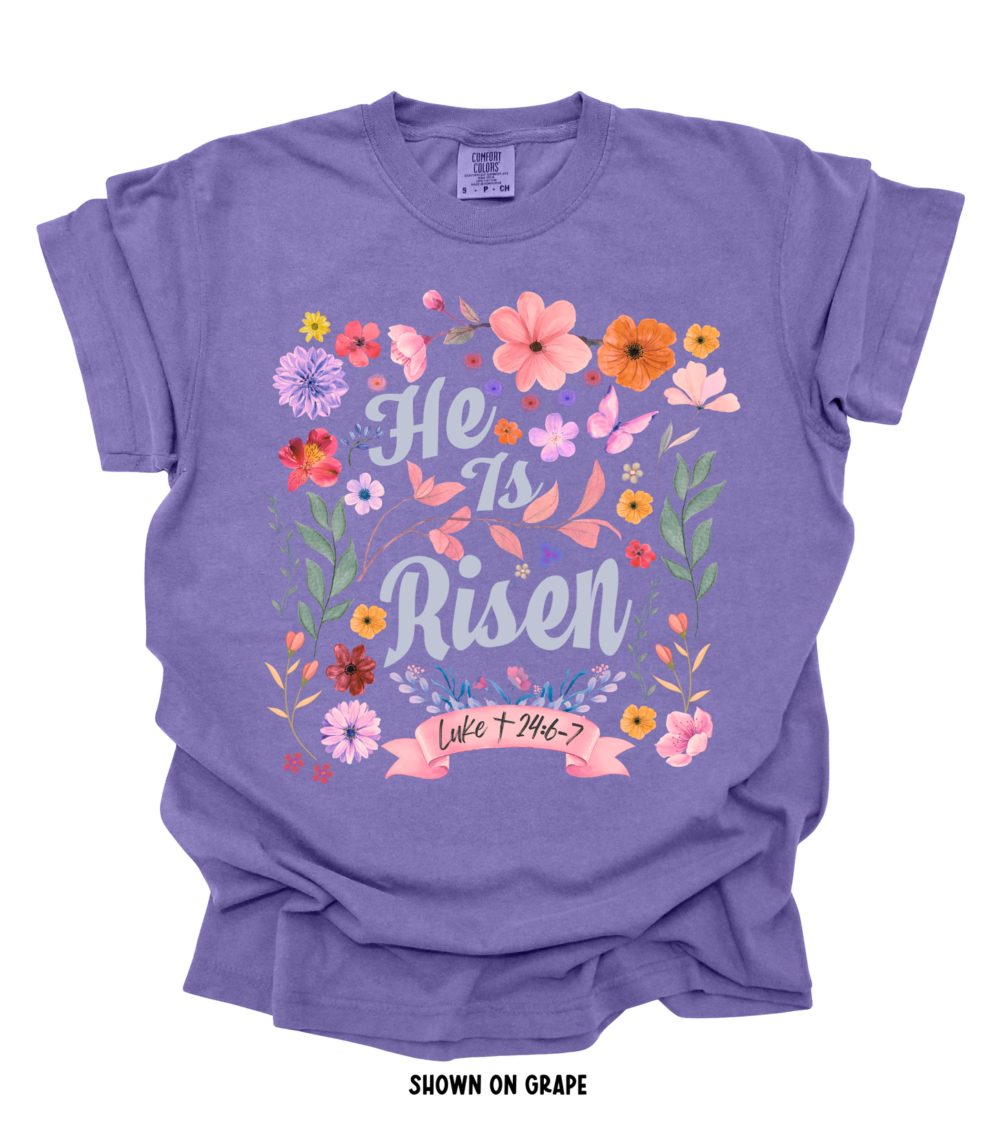HE IS RISEN FLORAL TEE/CREW