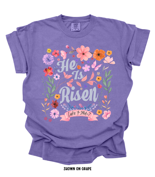 HE IS RISEN FLORAL TEE/CREW