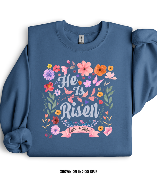 HE IS RISEN FLORAL TEE/CREW
