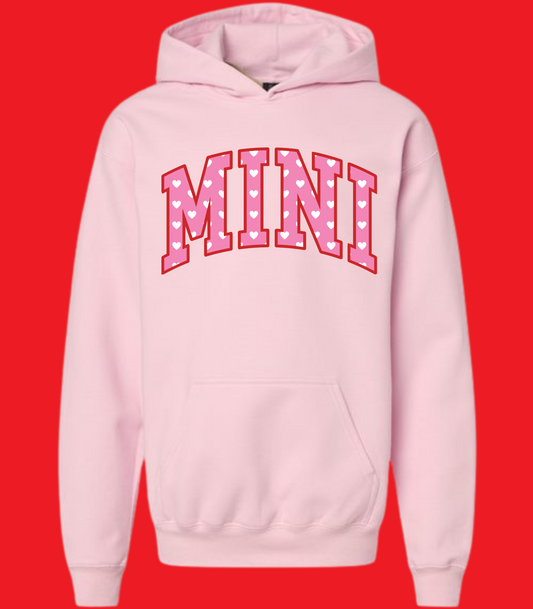 VARSITY MINI HEARTS YOUTH PINK HOODIE