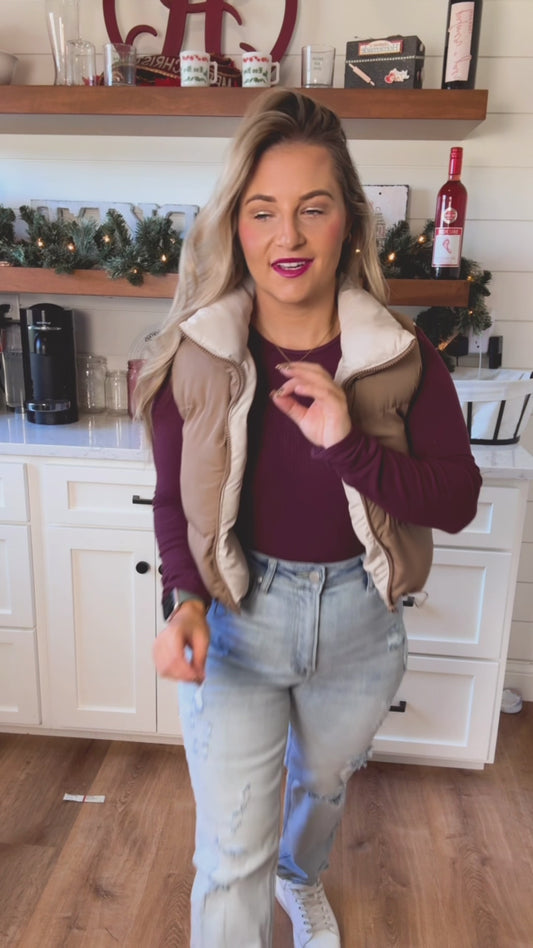 CAN'T REPLACE YOU REVERSIBLE PUFFER VEST - FINAL SALE