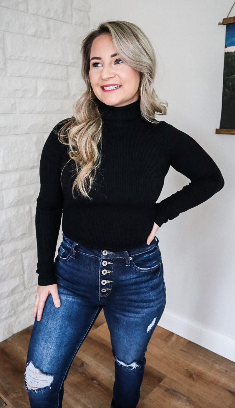 BACK TO THE BASICS BLACK TURTLENECK-FINAL SALE
