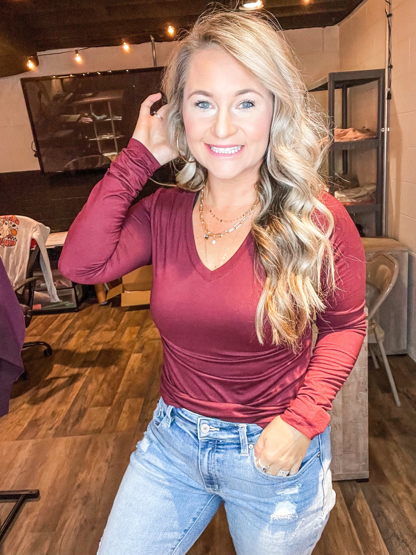 WINE TIME LONG SLEEVE SUPER SOFT TEE - FINAL SALE