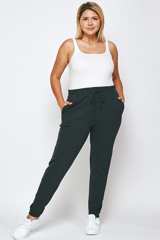 PLUS BLACK FRENCH TERRY JOGGERS - FINAL SALE