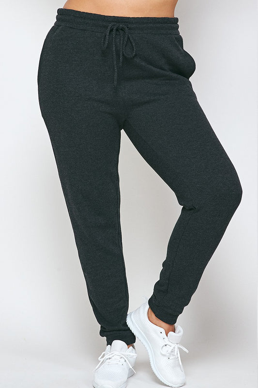 PLUS BLACK FRENCH TERRY JOGGERS - FINAL SALE