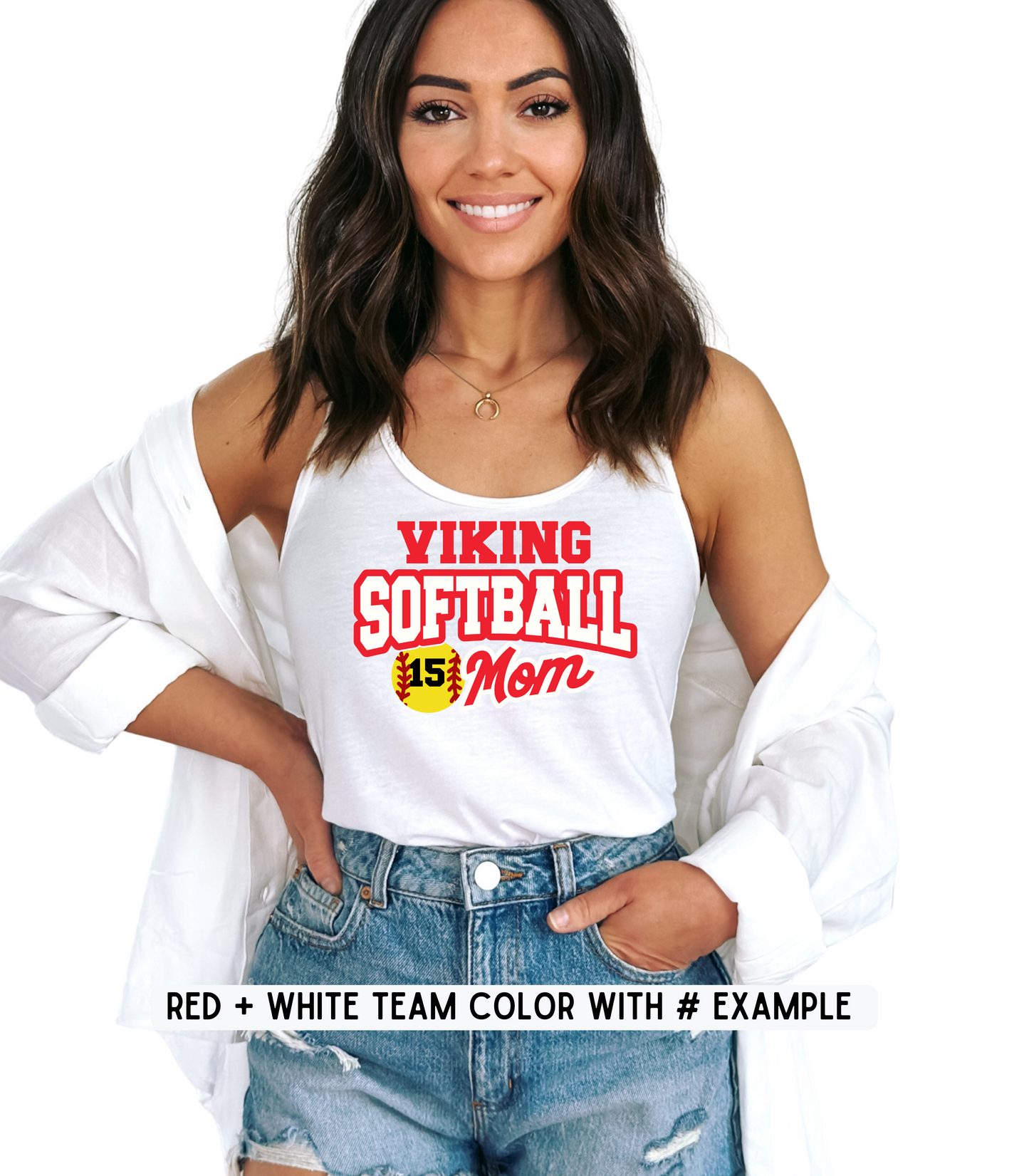 ADULT CUSTOMIZABLE SOFTBALL MOM TEE OPTIONS