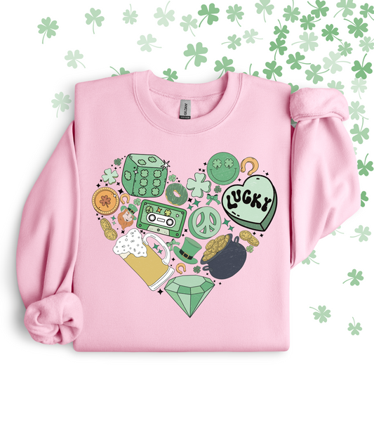 FEELING LUCKY HEART COLLAGE - TEE/CREW