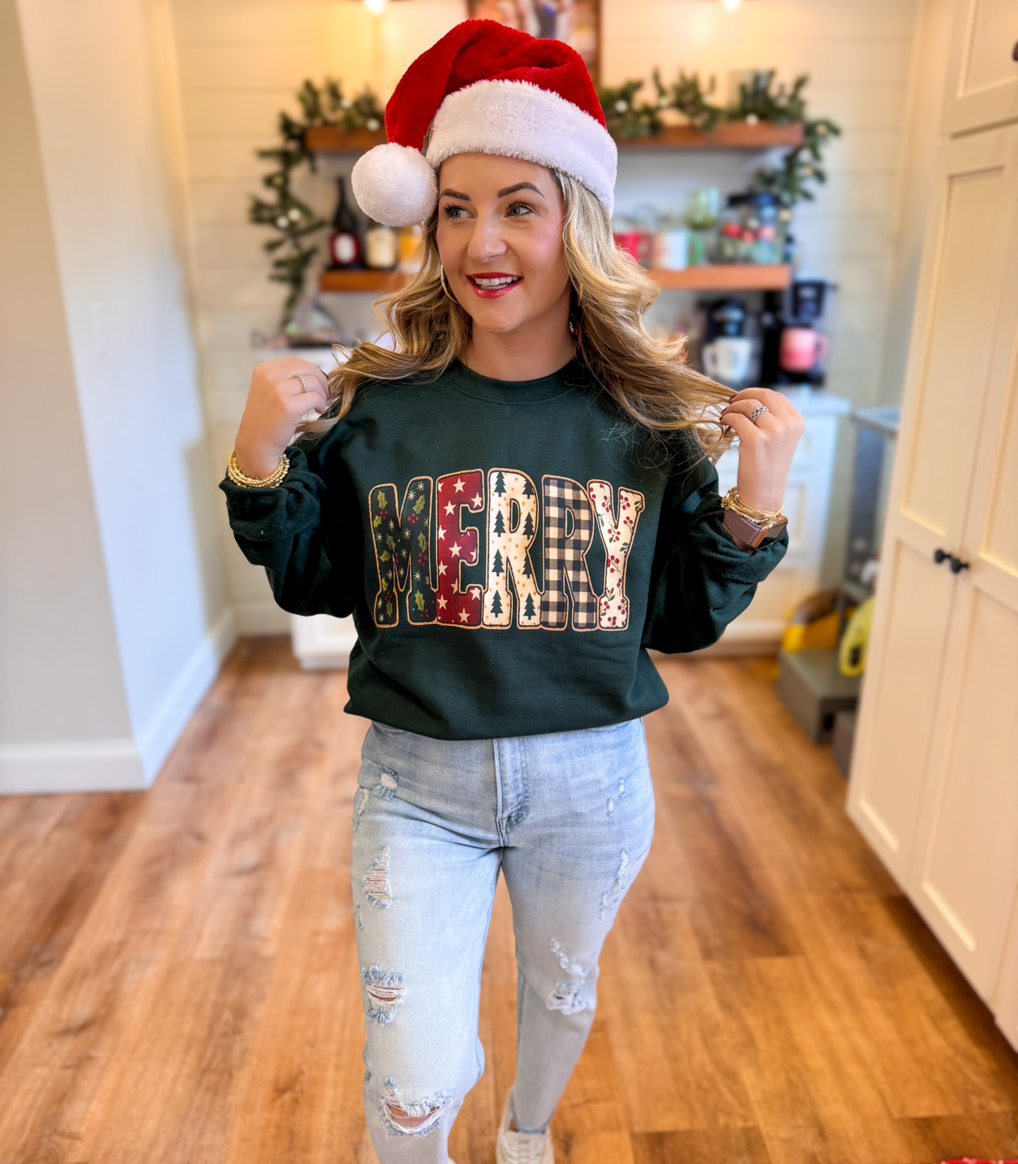 FAUX FABRIC MERRY - SWEATSHIRT OPTIONS