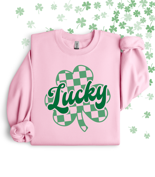 LUCKY CHECKERED CLOVER TEE/CREW