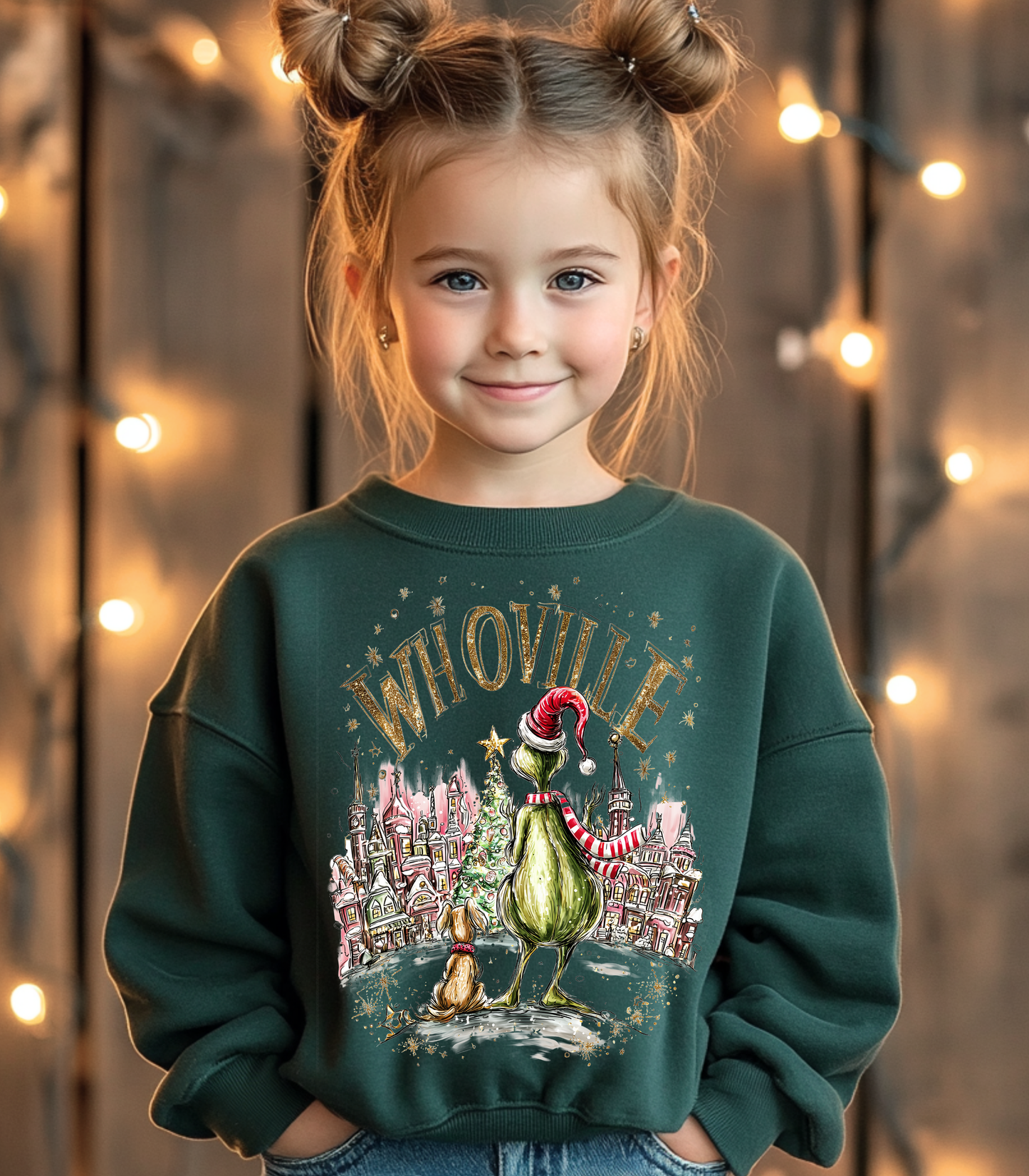 YOUTH HANDDRAWN GRINCH & MAX - TODDLER & YOUTH SWEATSHIRT OPTIONS