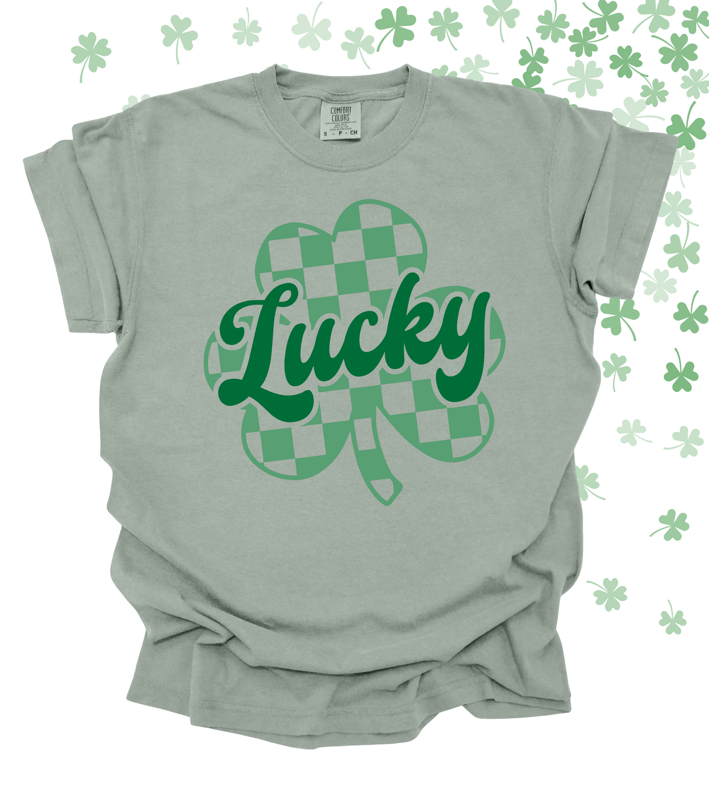 LUCKY CHECKERED CLOVER TEE/CREW