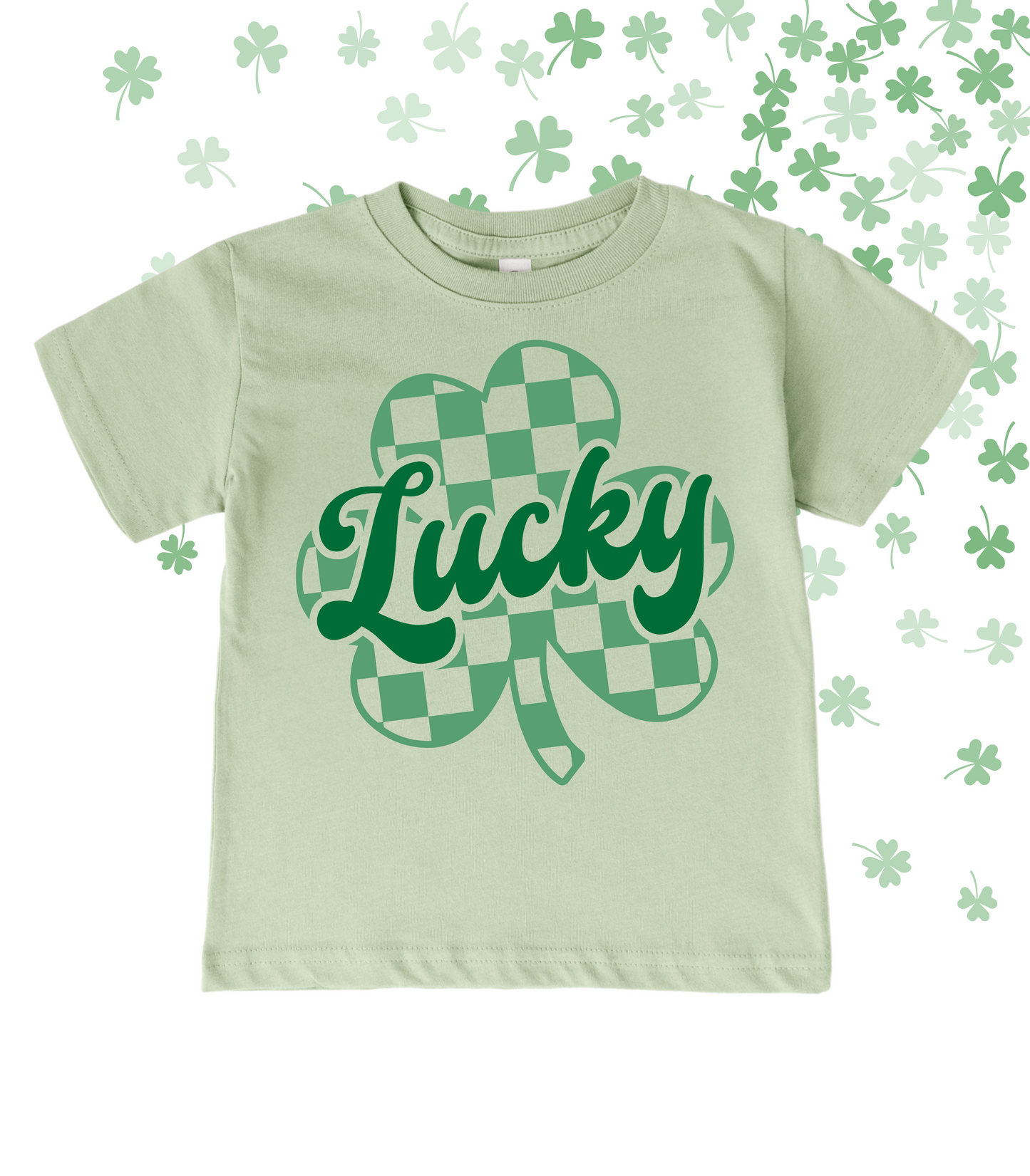 LUCKY CHECKERED CLOVER TEE/CREW - TODDLER/YOUTH